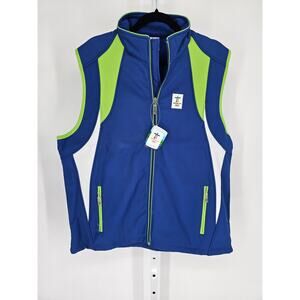 Official Vancouver 2010 Mens Sz L Athletic Vest Jacket Green Blue NEW
